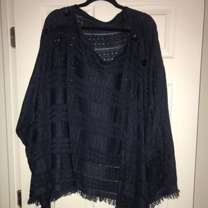 New with tags Lane Bryant navy blue poncho.
